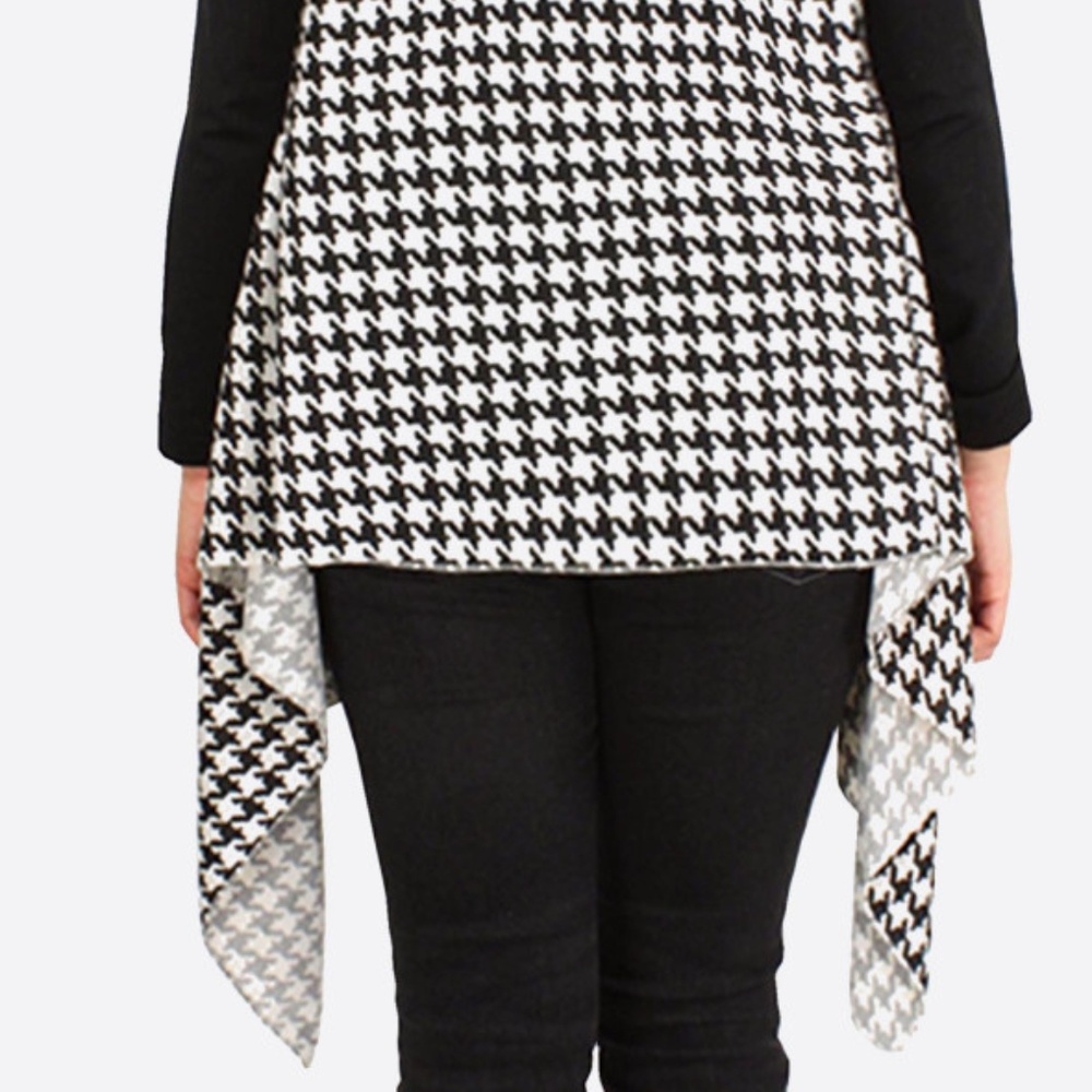 NWT **BOUTIQUE** HOUNDSTOOTH LONG VEST OSFA - Picture 4 of 4